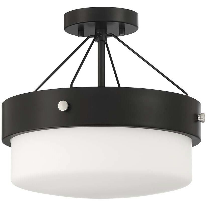 Oak Street 2 Light 13 inch Flat Black Convertible Semi Flush Ceiling Light